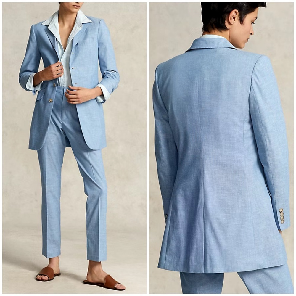 NWT Polo Ralph Lauren Long Chambray Blazer 0 cotton blue